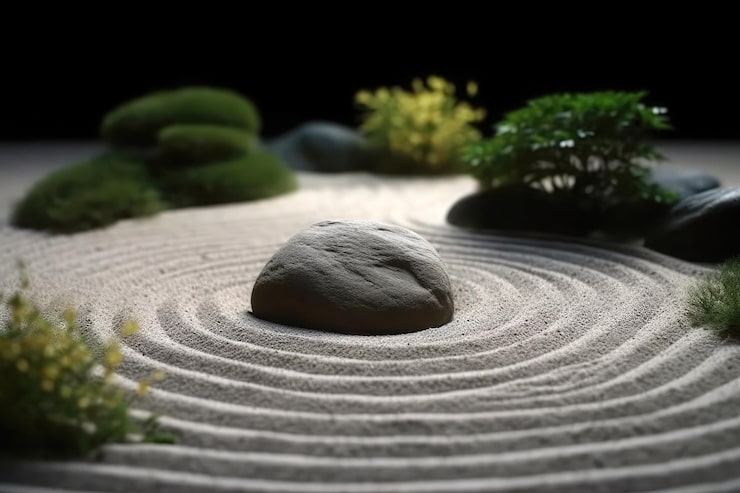 Visuelle Darstellung von Ruhe (z.B. Zen-Garten)